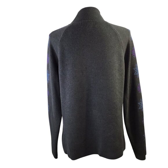 Eddie Bauer Sport Cardigan Sweater Full Zip Snowflake Women's XL Gray Fair Isle - Picture 6 of 9